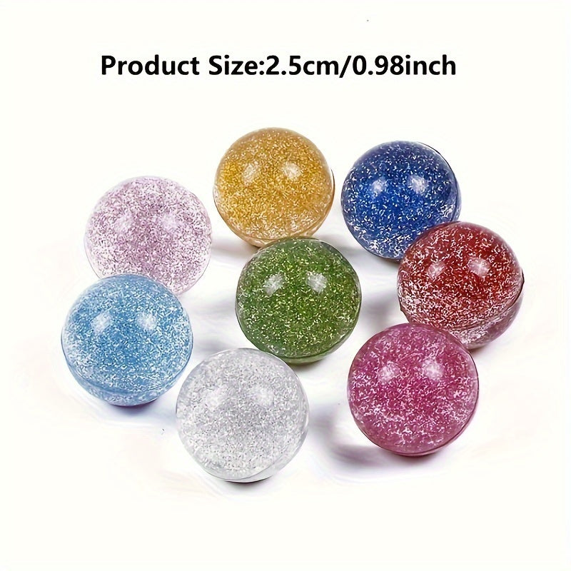 18pcs Glitter Bouncy Balls - Colorful Party Favors Toys Games Prizes