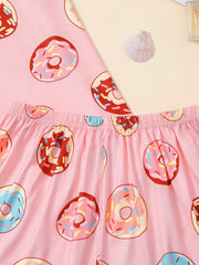 Donut Print Pajama Set Short Sleeve & Shorts