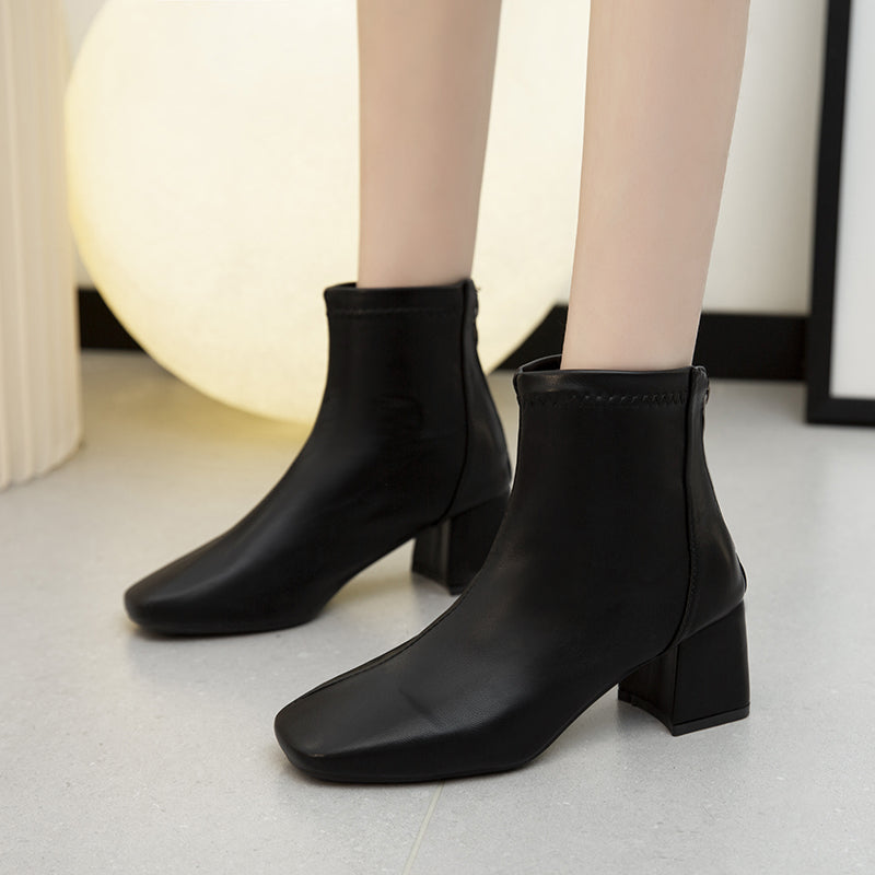 Chunky Heel Ankle Boots for Women