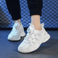 Boy's Solid Chunky Shoes with Rotating Buckle Soft Sole Sneakers