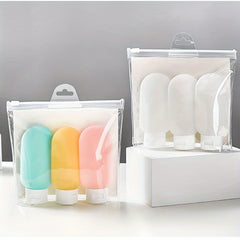 3pcs Travel Sub Bottle Toiletries Makeup Shampoo Shower Gel Portable