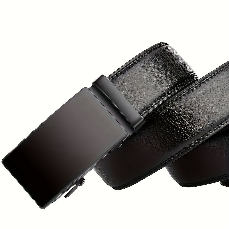 Men's Laser Engraved Automatic Buckle Belt - Durable Stainless Steel