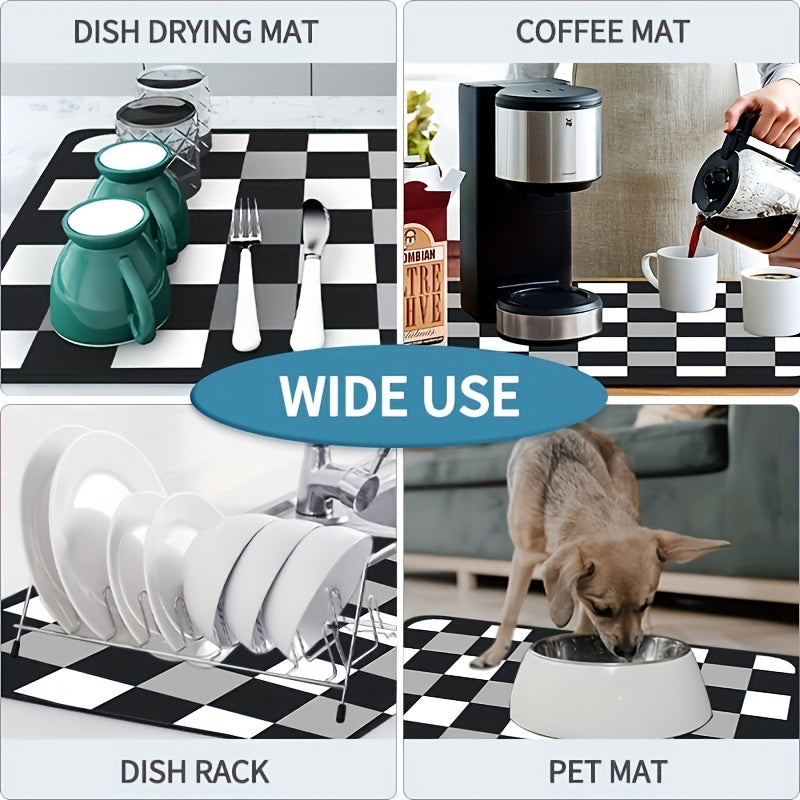 Kitchen Drain Mat Fruit Print Quick Drying Pad Tableware Coffee Dish Mat