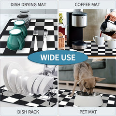 Kitchen Drain Mat Fruit Print Quick Drying Pad Tableware Coffee Dish Mat