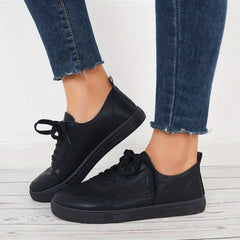 Women's Umbrella Pattern Skate Shoes Lace Flat Shoes Solid Low Top Walking Shoes