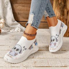 Cartoon Eagle Graphic Mesh Slip-on Shoes for Women
