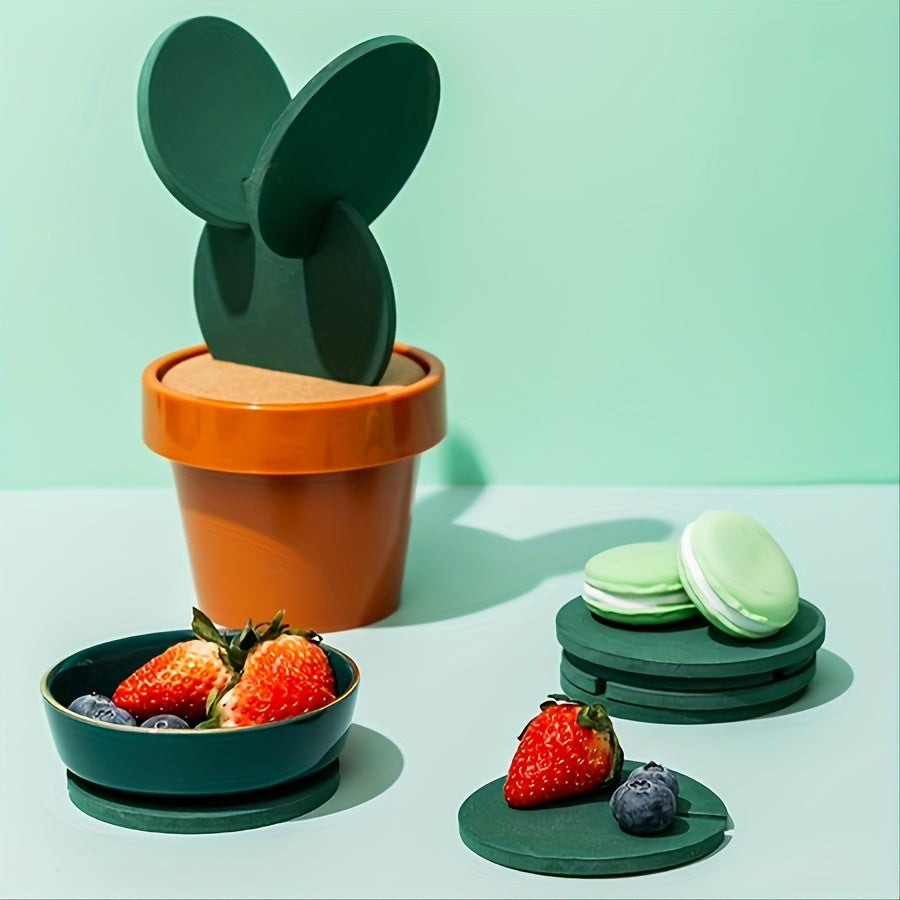 Cactus Coasters Set with Flowerpot Holder