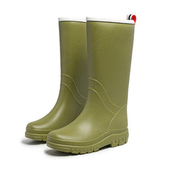 Women's Platform Mid Calf Rain Boots Waterproof Slip On Outdoor Shoes