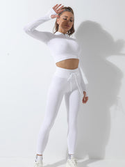 Seamless Leggings & Half Zip Tee Set for Women