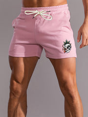 Skull Pattern Comfy Shorts Men's Casual Waist Drawstring Shorts