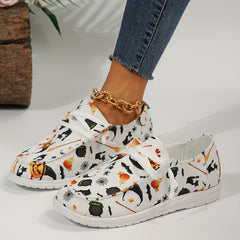 Women's Halloween Pumpkin Pattern Skate Shoes Lightweight Loafers