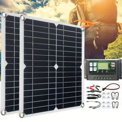 Portable Solar Panel Kit 60A 100A Solar Controller Dual USB 12 5V DC 30W 60W
