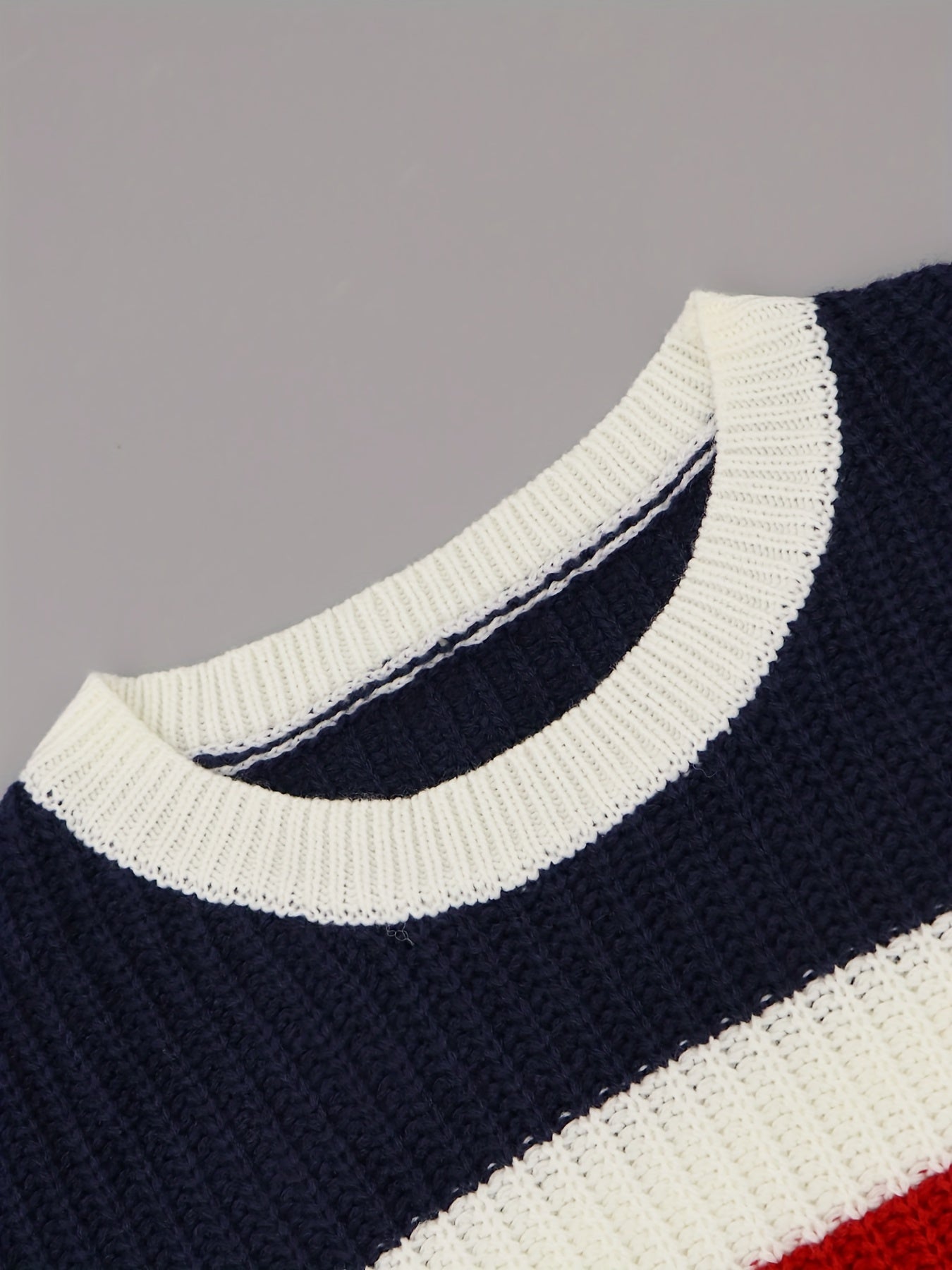 Casual Crew Neck Pullover Sweater Long Sleeve Drop Shoulder