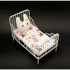 Mini Iron Bed w/ Pillow Metal Dollhouse Furniture