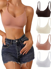 4pcs Seamless Wireless Bras Comfy & Breathable Intimates Women's Lingerie