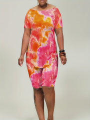 Tie Dye Crew Neck Tee & Shorts Set
