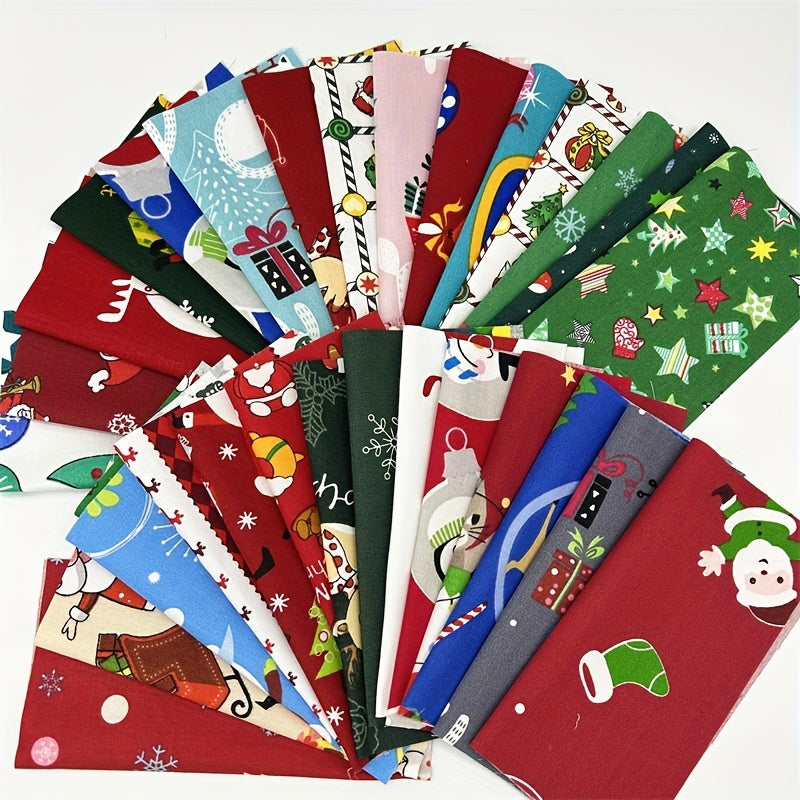 30pcs Christmas Patchwork Fabric Set, Printed Cotton for DIY Sewing Quilting
