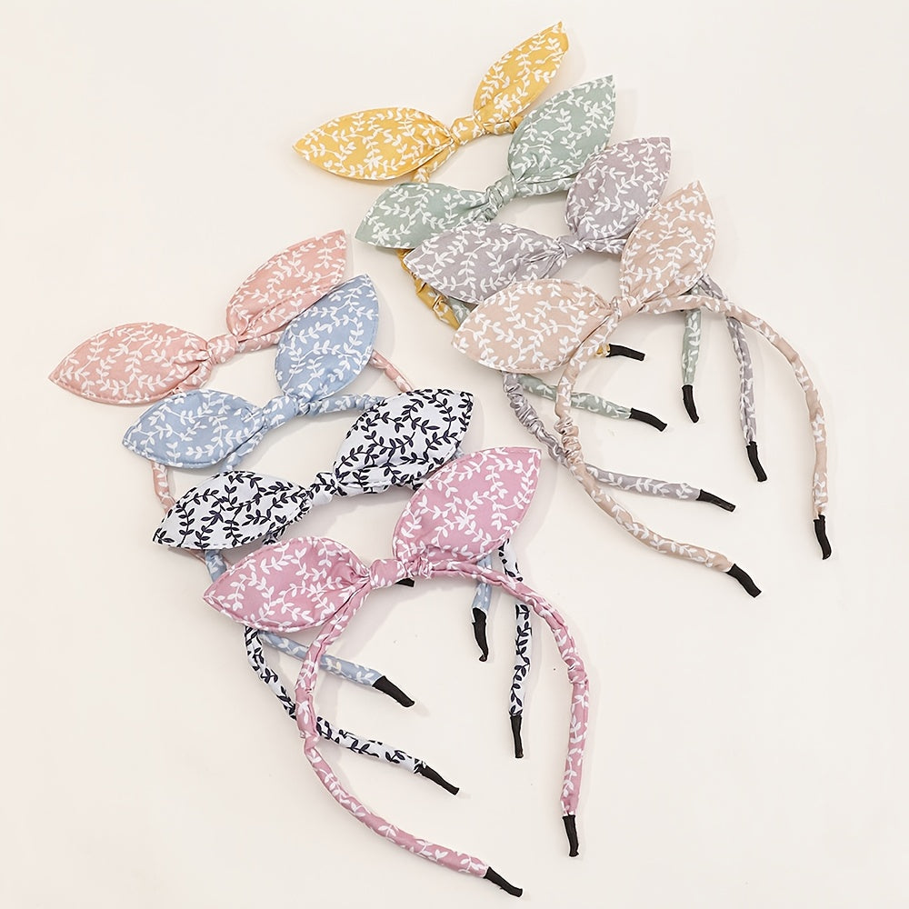 8pcs Baby Girls Leaf Pattern Bowknot Hair Hoop Headwear Hair Accessories