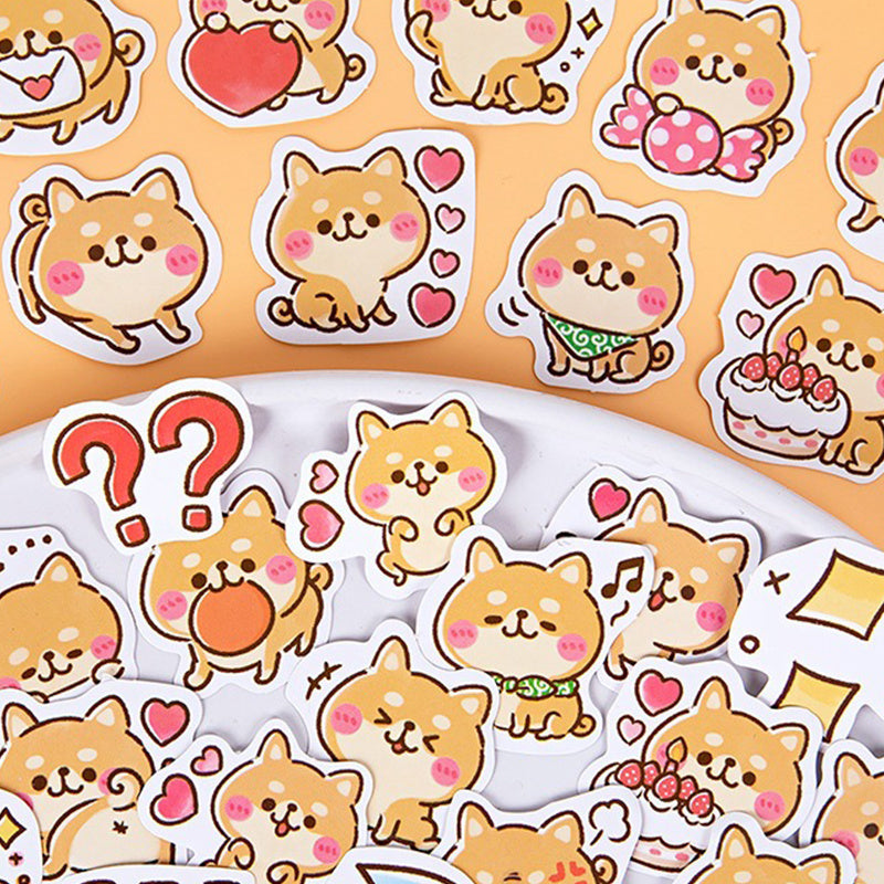 45pcs Shiba Inu Boxed Stickers for Scrapbooking and Crafts