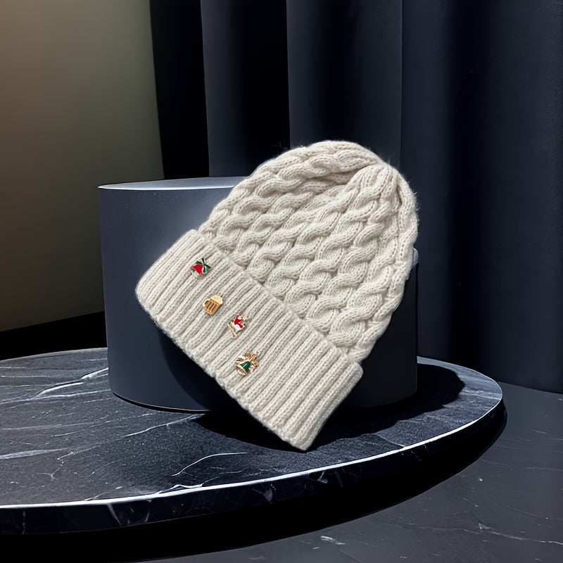 Men's Thickened Warm Knitted Hat Christmas Beanie Hat Outdoor Coldproof Warm Hat