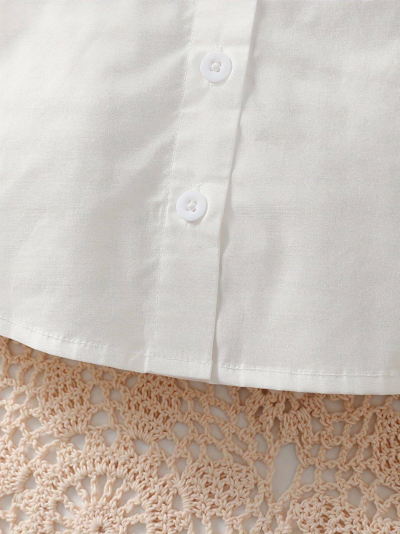 Girl's Lace Trim Doll Collar Ruffle Cuff Shirt