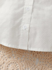 Girl's Lace Trim Doll Collar Ruffle Cuff Shirt