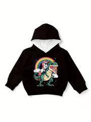 Boys Dino & Pony Print Hoodie Kid's Hooded Sweatshirt