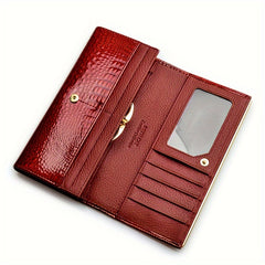 Women's Crocodile Pattern Cowhide Clutch Wallet Coin Purse