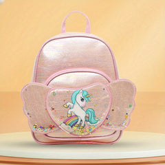 Love Heart Unicorn Backpack For Kids Sequin Kindergarten School Bag