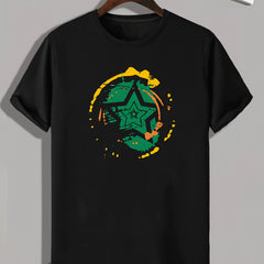Star Pattern Print Men's T-shirt for Fitness Activities