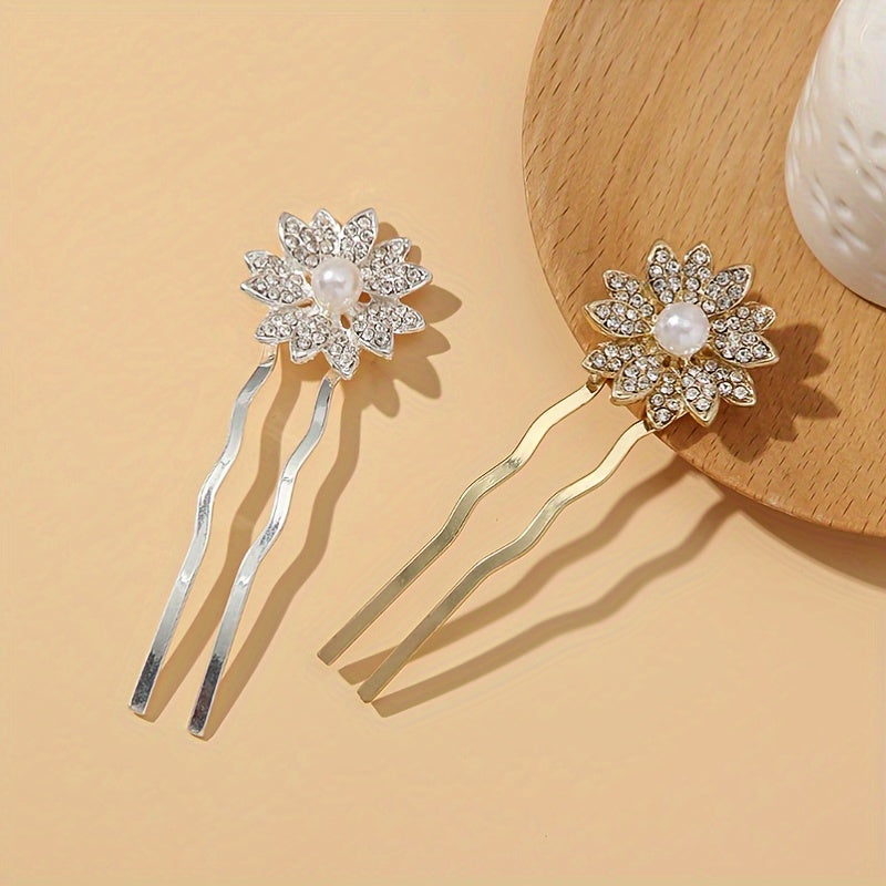 Sunflower Hair Clip Faux Diamond Hairpin