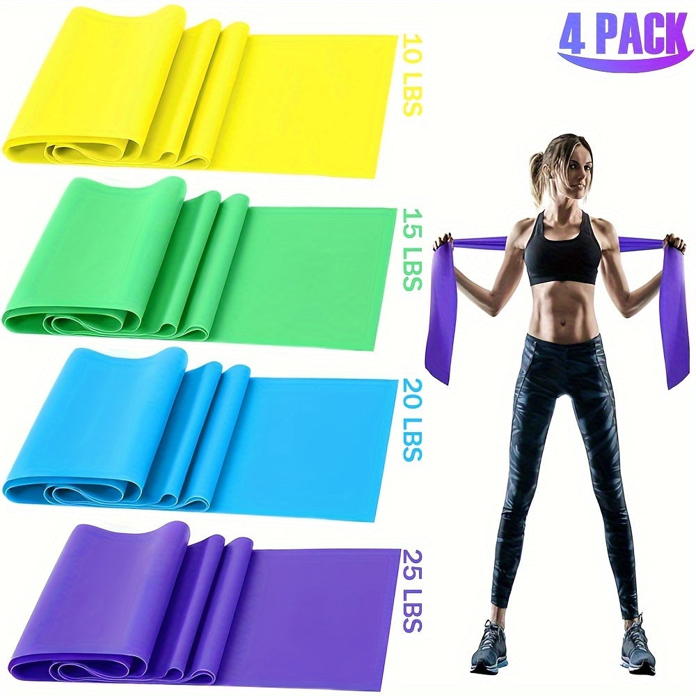 4pcs Yoga Resistance Bands Set 4 Levels Exercise Workout Equipment