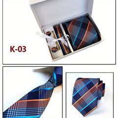 Men's Flower Striped Necktie Set with Accessories