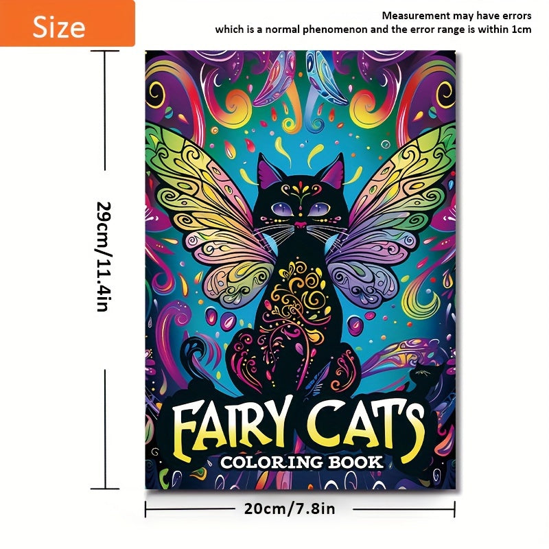 Fairy Cat Coloring Book 22 Pages Thick Paper Creative Halloween