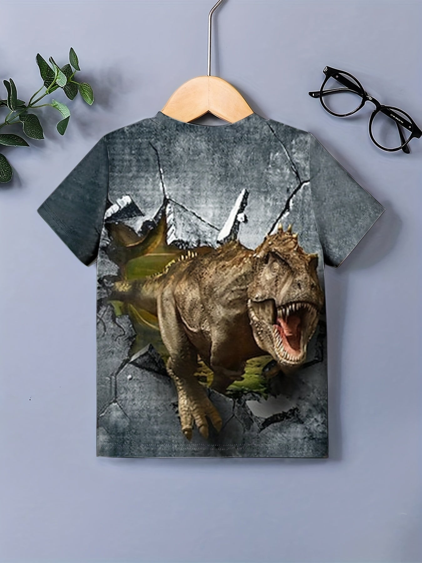 Boys' Dino Graphic Novel T Shirt, 3D Print Tee