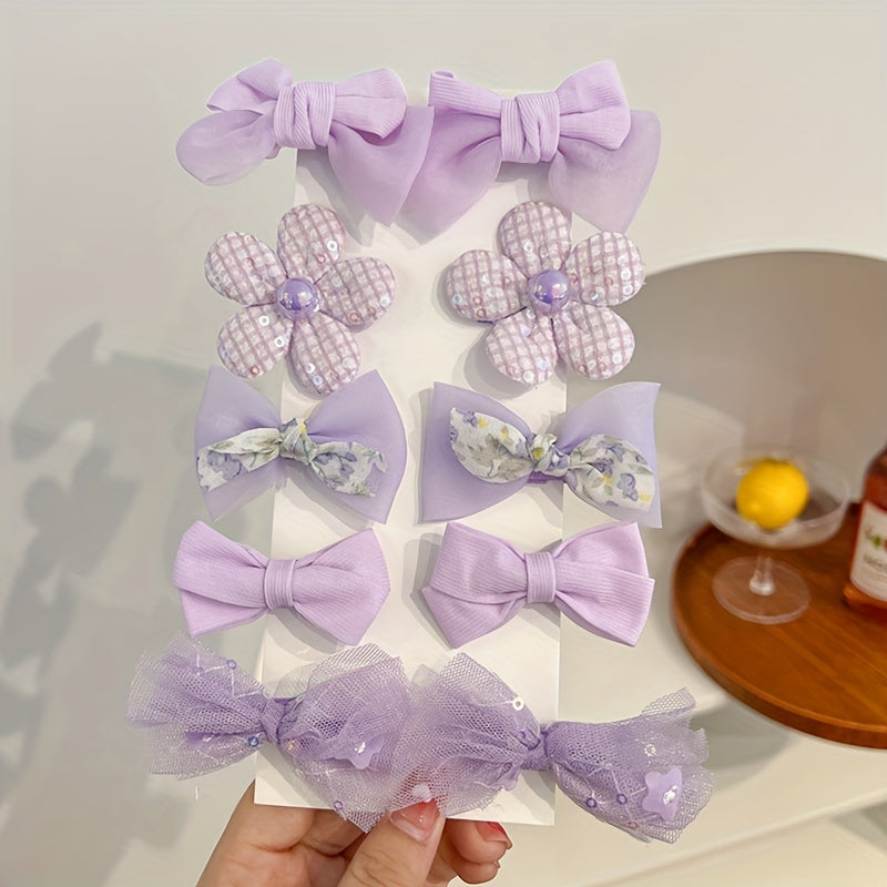 10pcs Colorful Flowers Bow Hair Clips Hairpin for Baby Girls