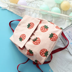 Strawberry Canvas Small Backpack Lightweight for Boys Girls