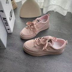 Women's Smile Face Lace Up Skate Shoes Non slip Platform Sneakers