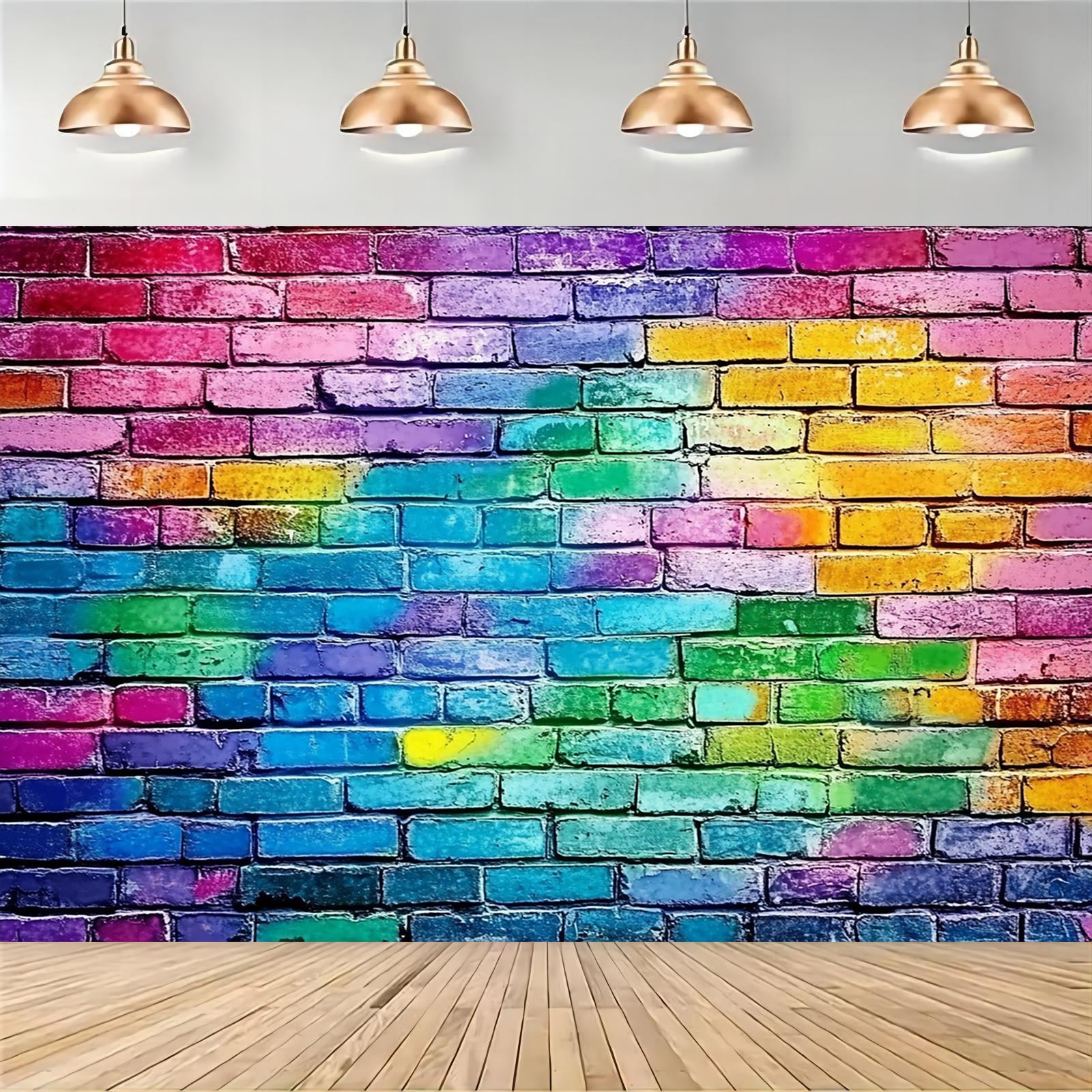 Colorful Brick Wall Backdrop for Events with Tripod Stand