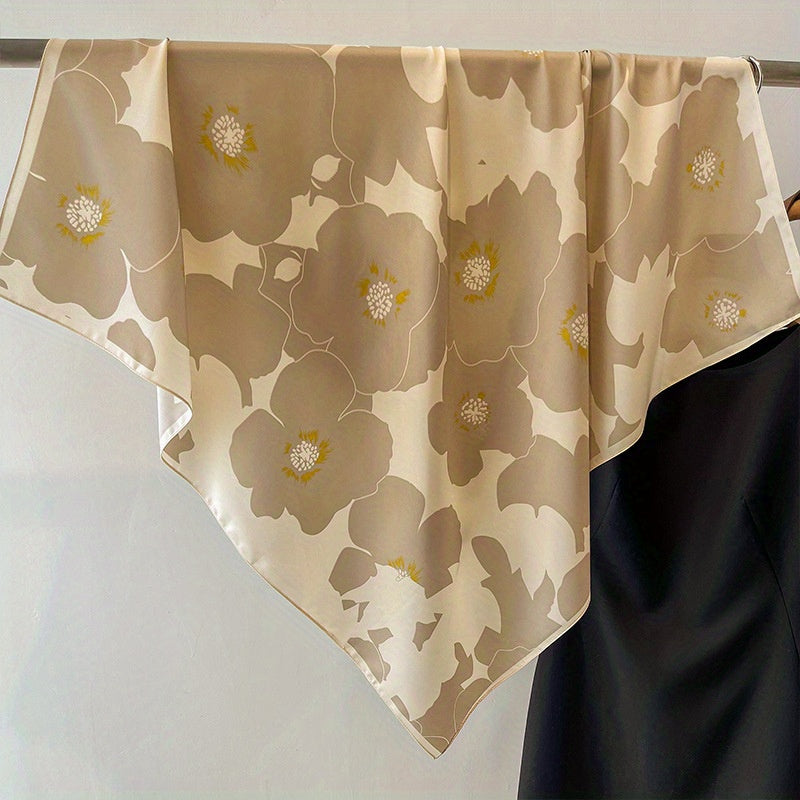 Camellia Print Bandana Shawl Block Square Scarf Head Wrap