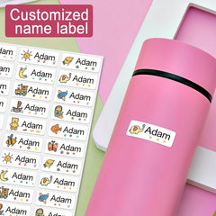 Custom Name Stickers Waterproof Labels 3x1, Variety Patterns, Animal Theme