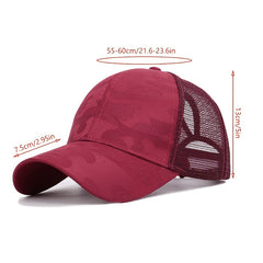 Camouflage Mesh Ponytail Baseball Cap Women Sun Hat
