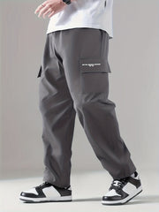 Print Drawstring Cargo Pants Loose Casual Outdoor Straight Leg