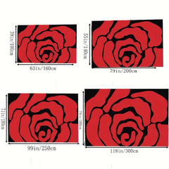 Modern Red Rose Pattern Large Area Carpet for Living Room Bedroom Study
