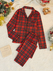 Christmas Plaid Pajama Set Long Sleeve Top & Pants