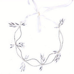 Rhinestone Headband With Long Ribbon Bridal Head Piece Hair Accessories