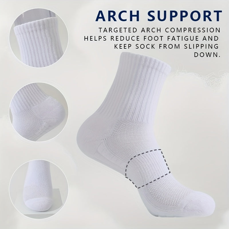 5 Pairs Men's Basketball Socks Breathable Shock Absorbing Running Socks