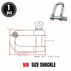 4pcs Stainless Steel 304 D Shackle Chains Wirerope Lifting