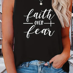 Art Letter Print Tank Top Women's Plus
