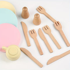 22pcs Wooden Afternoon Tea Toy Set for Kids - Kitchen Accessories Toy